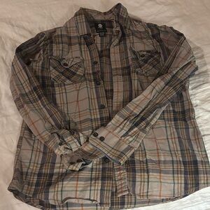 Element Plaid Button-Up Shirt in Beige, Navy & Rust